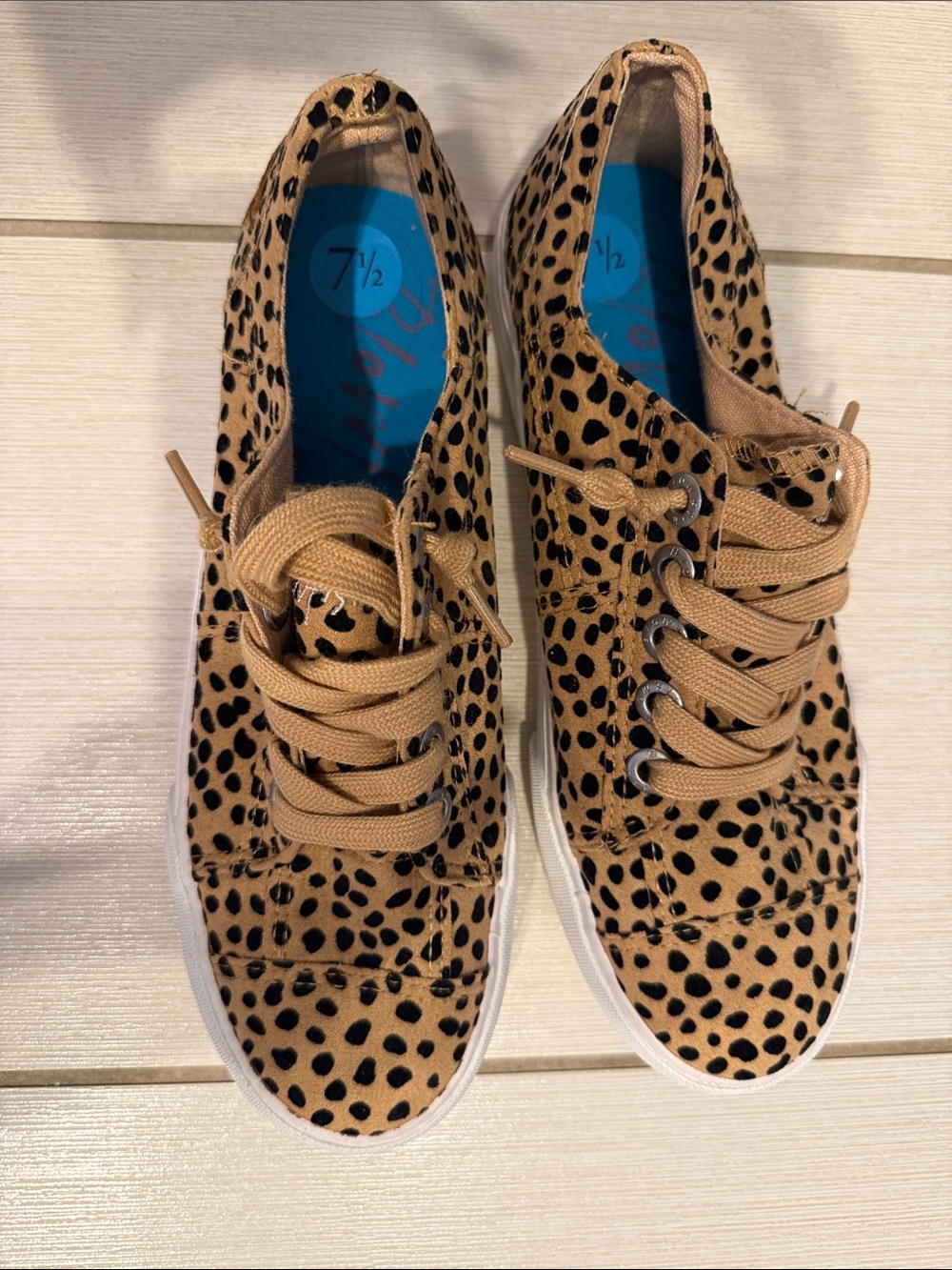 Blowfish Cheetah-Print Lace-Up Sneakers in Tan and Black